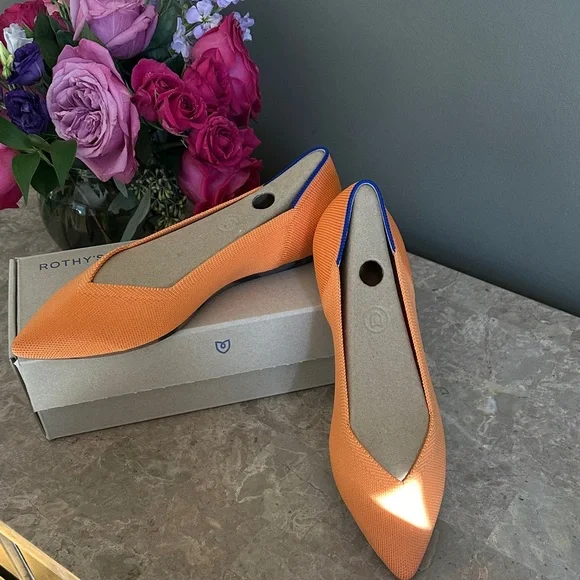 New Rothy's Vibrant Tangerine Women's Flats - Picture 2 of 7